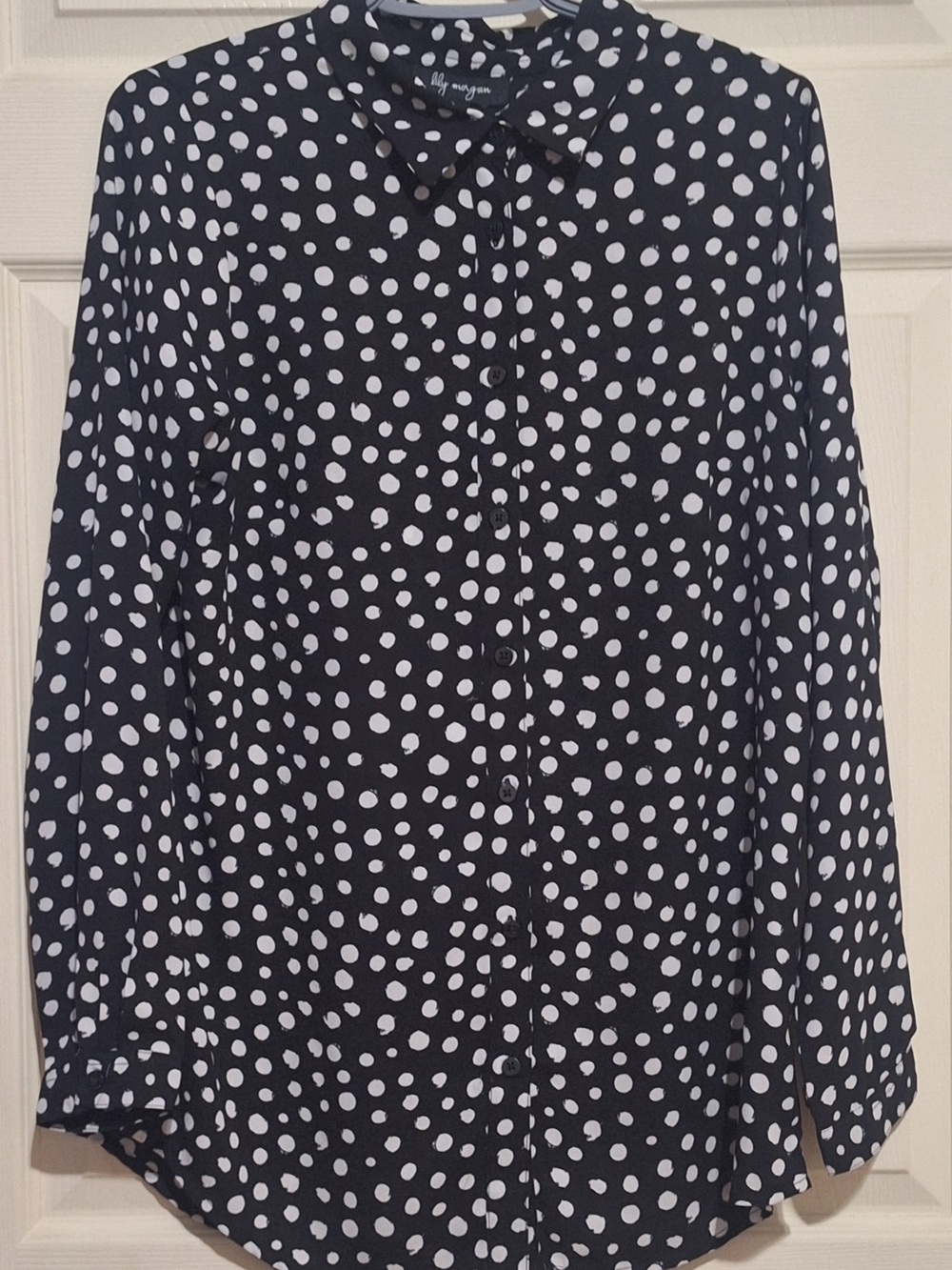 Lily Morgan Polka Dot Button-Up Blouse.